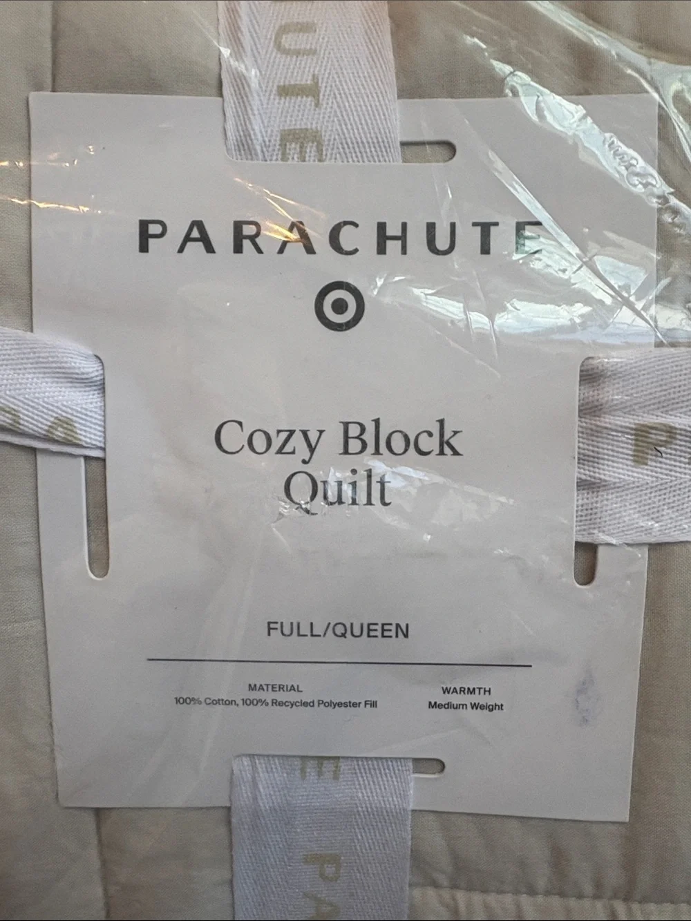 Parachute for Target Cozy Block Quilt Full/Queen Cream/Oatmeal NEW